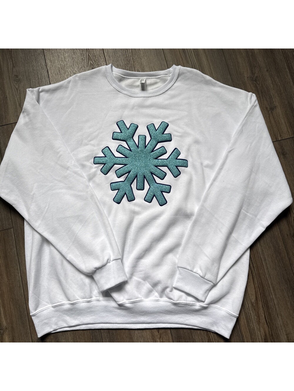 JERZEES NuBlend Men's white Crew Neck Pullover Fleece Puffy Snowflake  XL NWOT